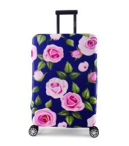 Housse de valise violette avec roses roses Large (65-70 cm)