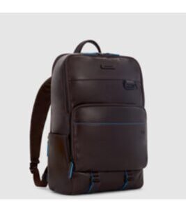 Black Square - Sac à dos en cuir avec compartiment pour ordinateur portable 15.6" et poche pour Ipad en marron foncé