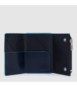 Blue Square - Portefeuille compact avec système coulissant et compartiment pour la monnaie en bleu