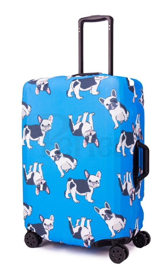Housse de valise bleue avec chiens Large (65-70 cm)