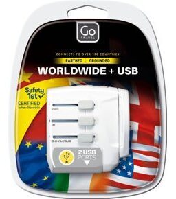 Worldwide Adaptor + USB Earthed