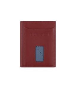 Secure Slim - Porte-cartes de crédit RFID avec compartiment à monnaie viennois rouge