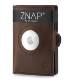 Slimpuro ZNAP Airtag cuir brun pour 12 cartes