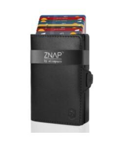 Portefeuille ZNAP en cuir lisse noir pour 12 cartes