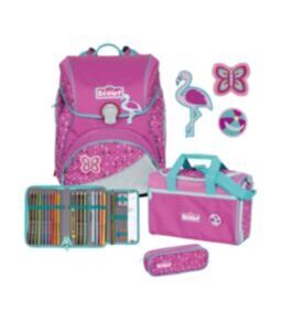 Kit sac à dos scolaire Alpha Flamingo
