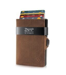 ZNAP portefeuille en cuir vintage brun pour 12 cartes