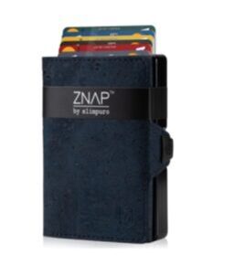 Portefeuille ZNAP en cuir liège bleu pour 12 cartes