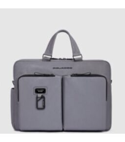Harper - Dünne Aktentasche aus Leder mit Laptopfach 15.6" in Grau