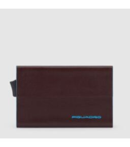Blue Square - Porte-cartes de crédit avec compartiment extérieur en acajou