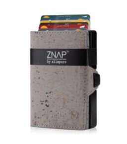 ZNAP Portefeuille en cuir liège gris pour 8 cartes