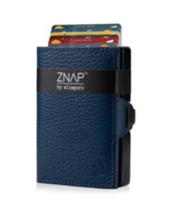Portefeuille ZNAP en cuir grainé bleu pour 8 cartes