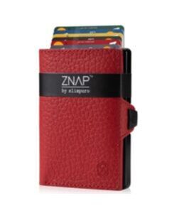 ZNAP Portefeuille en cuir grainé rouge pour 8 cartes