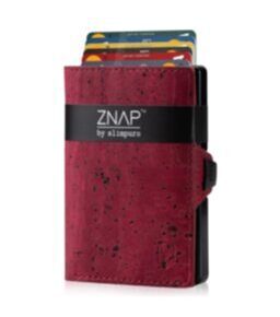 ZNAP Portefeuille cuir liège rouge pour 8 cartes