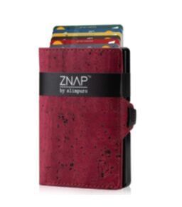 ZNAP Portefeuille en cuir liège rouge pour 12 cartes