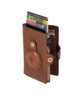 Porte-cartes RFID Furbo en cuir avec compartiment pour billets et étui AirTag marron foncé
