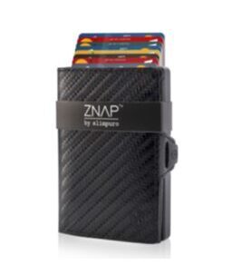ZNAP portefeuille carbone en cuir véritable noir pour 12 cartes