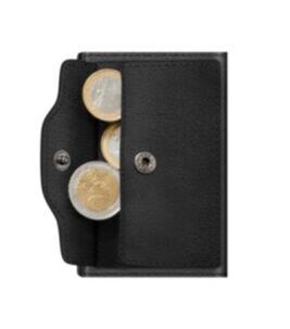 Portefeuille Click & Slide Coin Pocket Nappa Noir/Noir