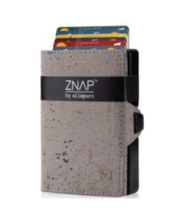 Portefeuille ZNAP en cuir liège gris pour 12 cartes
