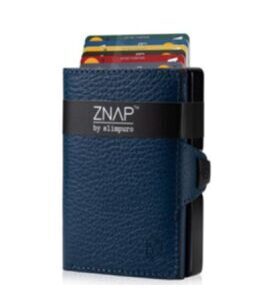 Portefeuille ZNAP en cuir grainé bleu pour 12 cartes