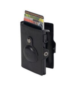Porte-cartes RFID Furbo en cuir avec compartiment pour billets et étui AirTag en noir