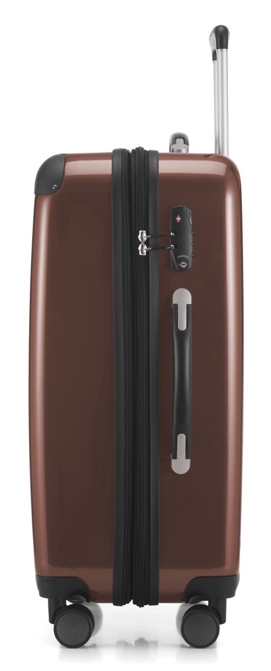 Alex, Valise rigide avec TSA surface brillante, brun