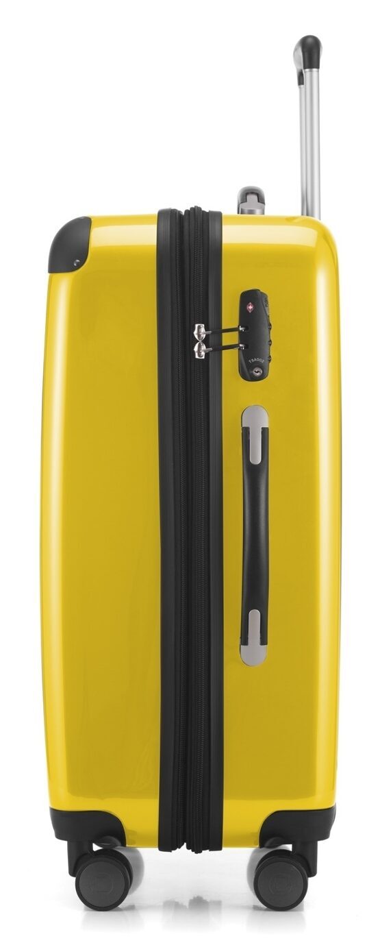 Alex, Valise rigide avec TSA surface brillante, jaune