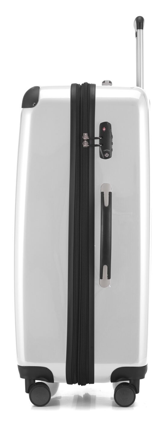 Alex, Valise rigide avec TSA surface brillante, blanc