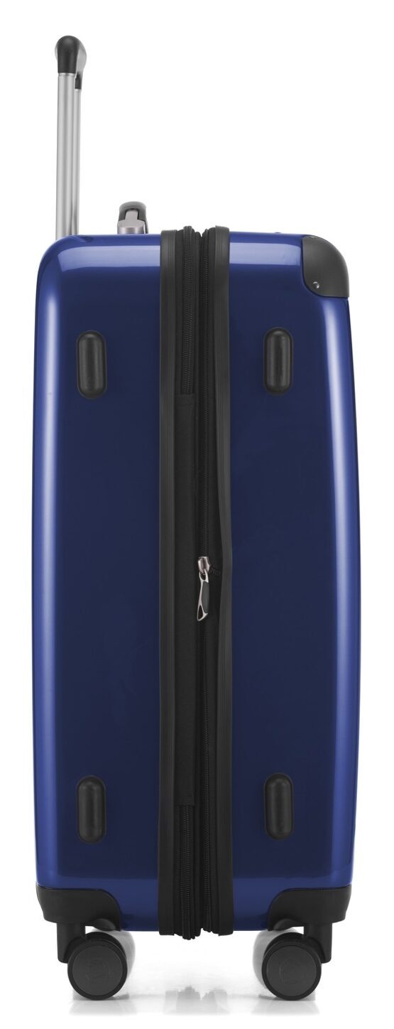 Alex, Valise rigide avec TSA surface brillante, bleu foncé
