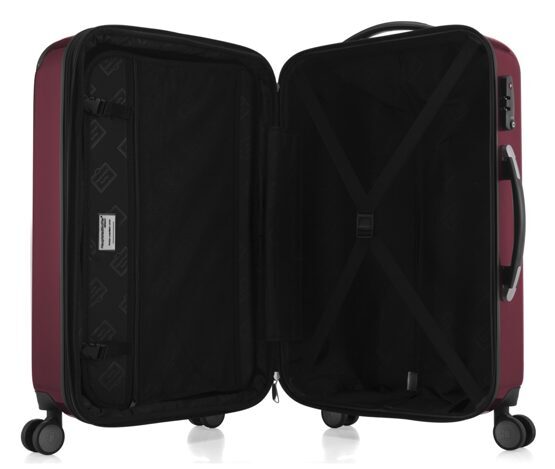 Alex, bagage à main rigide avec TSA surface brillante, bordeaux