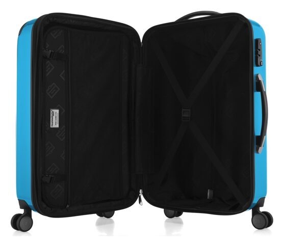 Alex, bagage à main rigide avec TSA surface brillante, bleu cyan