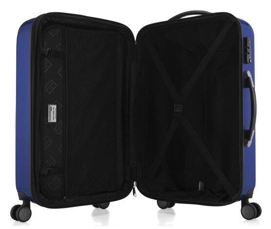 Alex, Valise rigide avec TSA surface brillante, bleu foncé