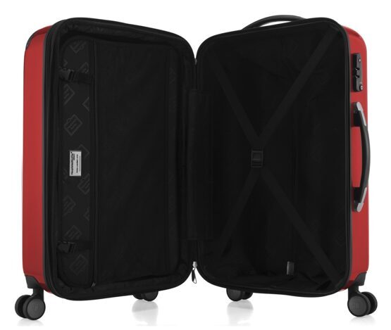 Alex, Valise rigide avec TSA surface brillante, rouge