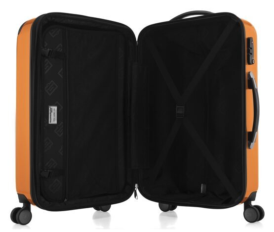 Alex, Valise rigide avec TSA surface brillante, orange