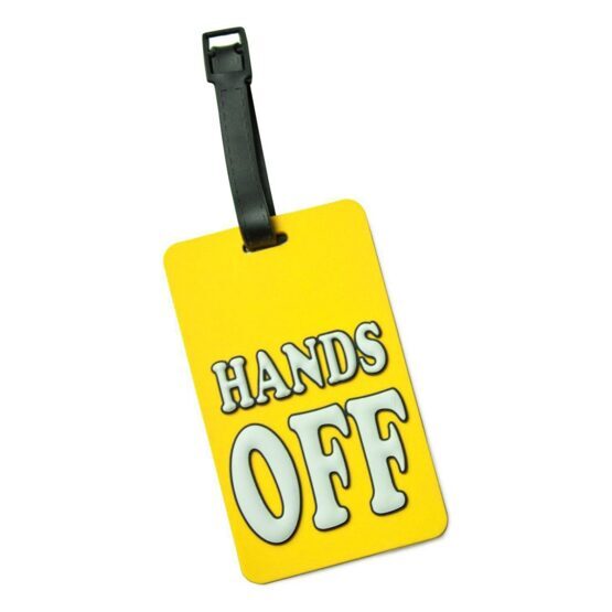 Étiquette de bagage - Étiquette de porte-nom en design Hands Off Orange
