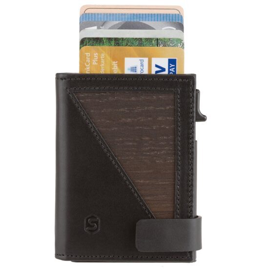 Fin - Portefeuille avec porte-monnaie en chêne fumé/noir