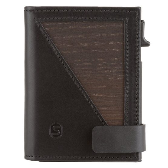 Fin - Portefeuille avec porte-monnaie en chêne fumé/noir