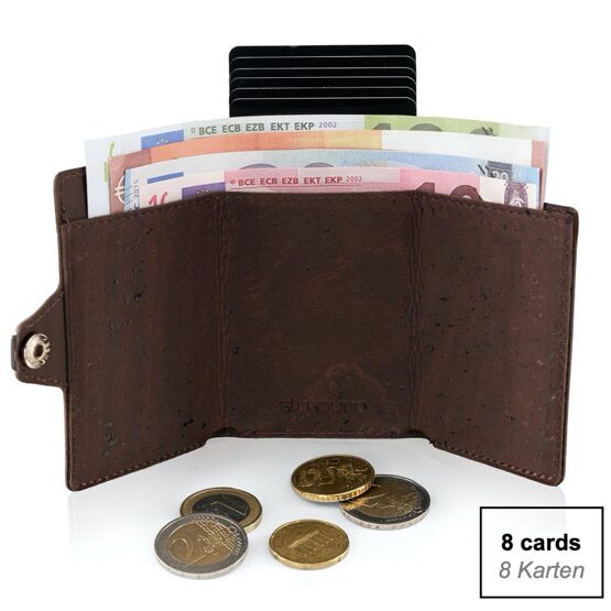 ZNAP Portefeuille en cuir Vintage Brown pour 8 cartes