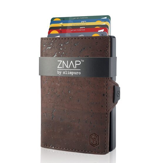 Portefeuille ZNAP en cuir liège brun pour 12 cartes