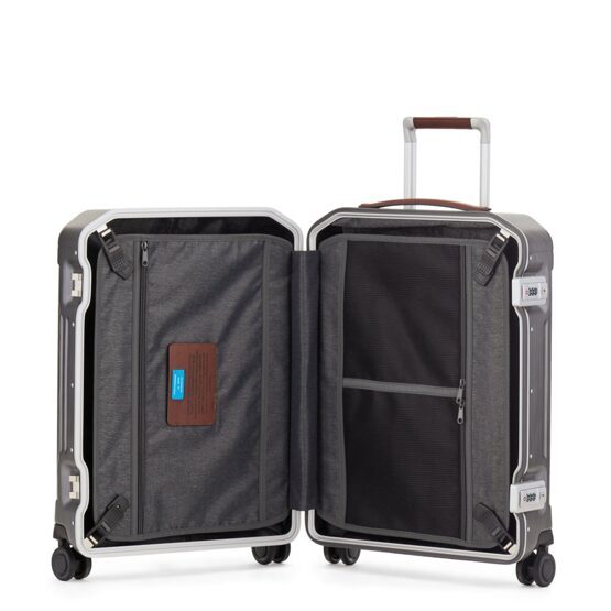 PQ-Light - Ultra Slim Bagage à main à roulettes rigide noir/cuir