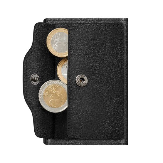 Portefeuille Click &amp; Slide Coin Pocket Nappa Noir/Noir