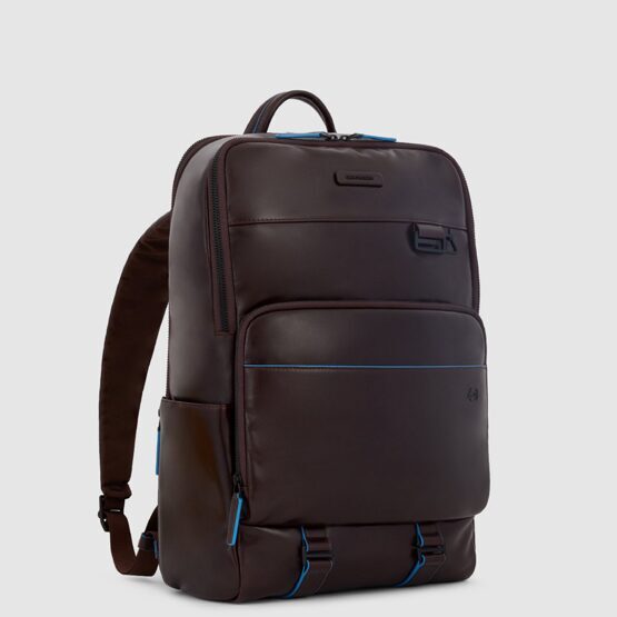Black Square - Sac à dos en cuir avec compartiment pour ordinateur portable 15.6&quot; et poche pour Ipad en marron foncé