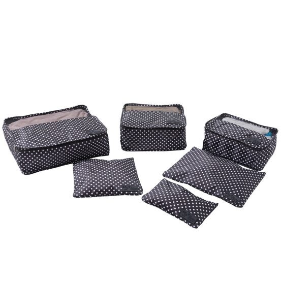 Lucy Travel Packing Cube Set Black with Polka Dots (en anglais)