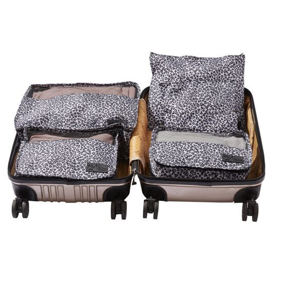 Lucy Travel Packing Cube Set Silver Leopard