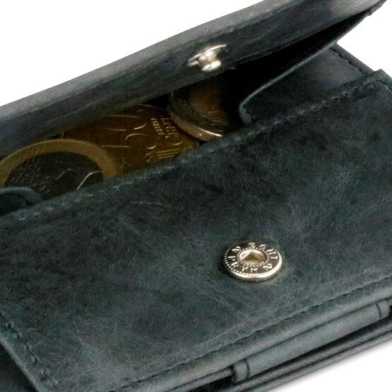 Cavare - Portefeuille Magic en cuir brossé noir avec compartiment pour la monnaie
