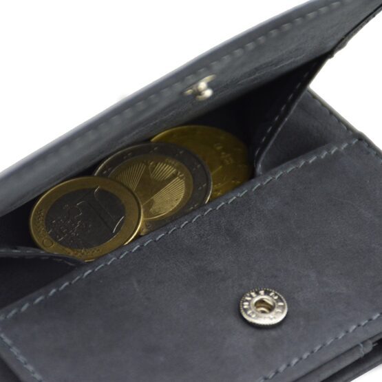 Cavare - Portefeuille Magic avec compartiment pour pièces de monnaie en cuir vintage noir carbone