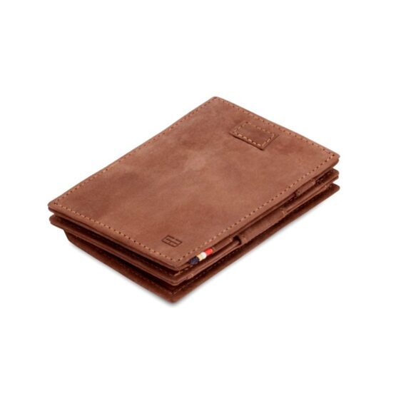 Cavare - Portefeuille Magic en cuir vintage avec compartiment pour la monnaie en marron javel
