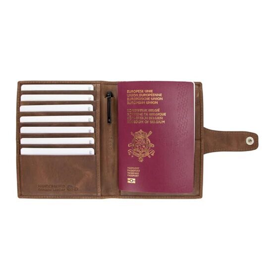 Porte-passeport AirTag, brun brossé