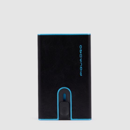 Blue Square - Portefeuille compact pour billets et cartes de crédit en noir