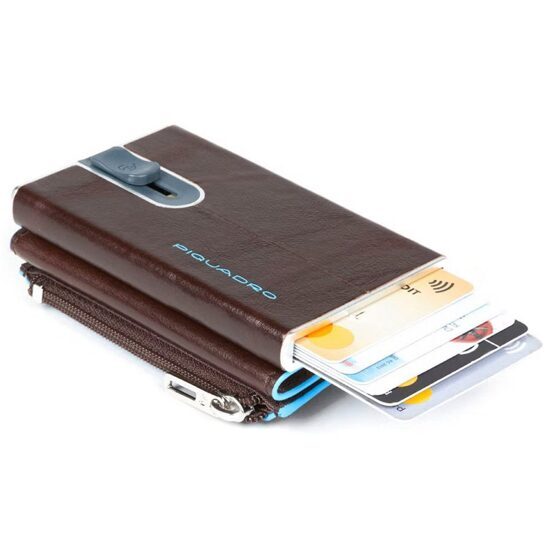 Blue Square - Portefeuille pour billets et cartes de crédit avec compartiment pour la monnaie en marron