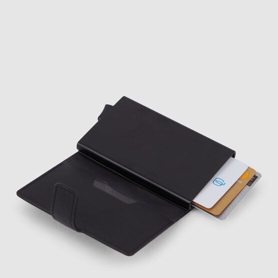 Urban - Porte-cartes de crédit en métal et cuir noir